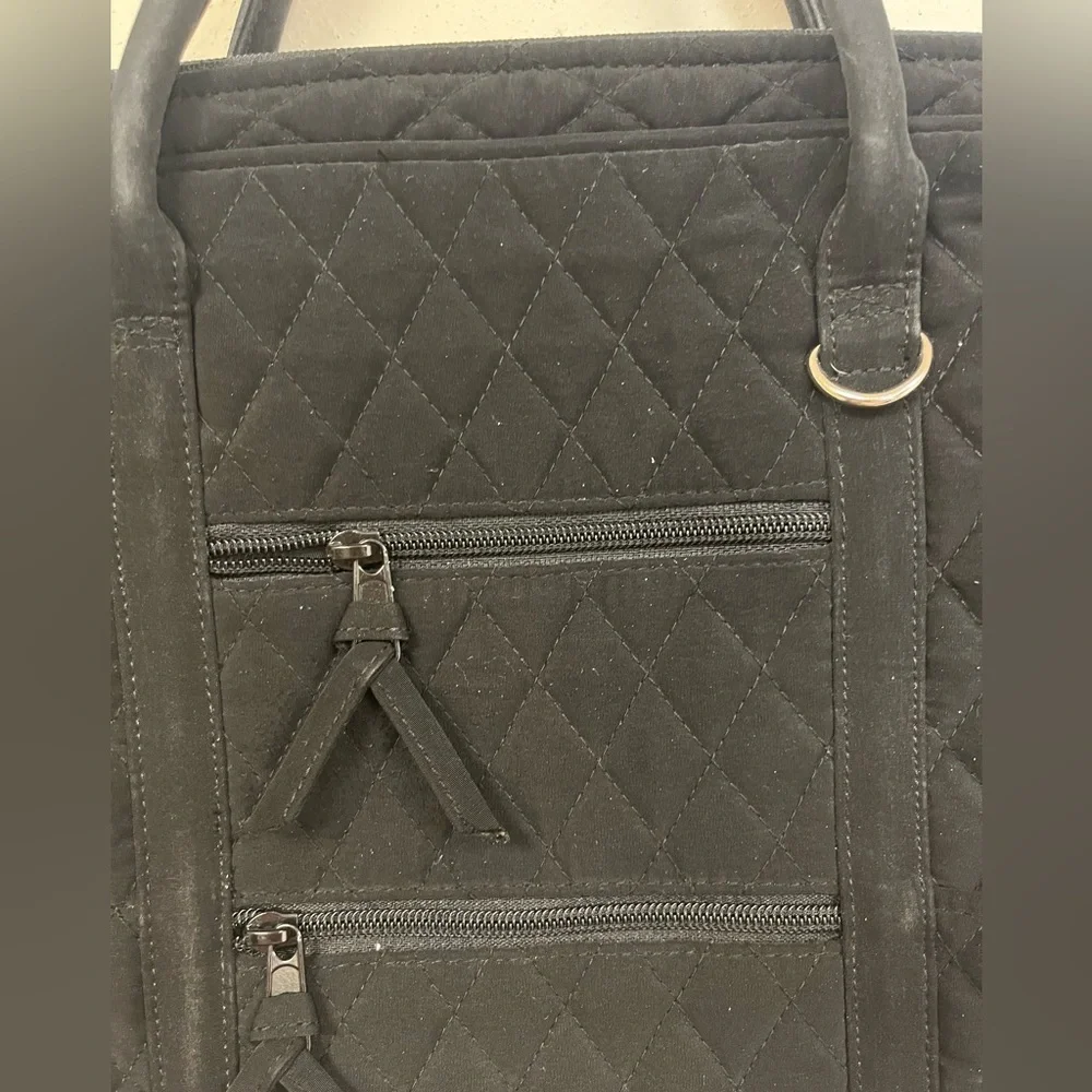Vera Bradley Quilted Black Laptop Bag Organizer Business Casual Professional
